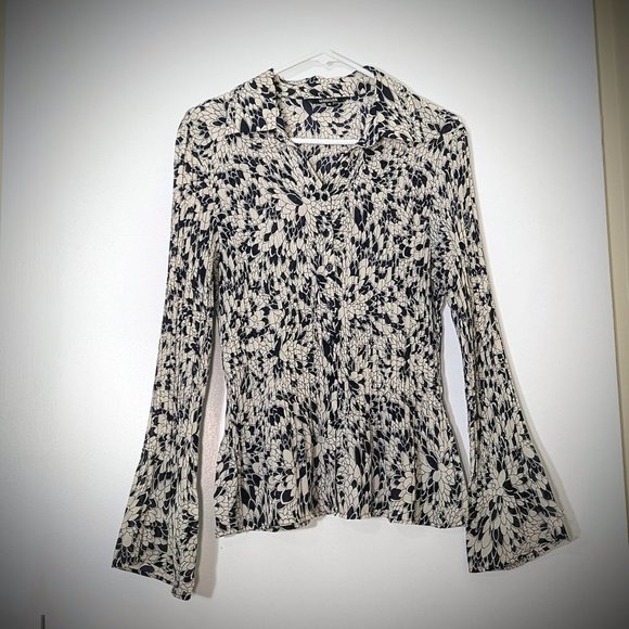 Le Grenier floral blue and beige blouse - Picture 1 of 6
